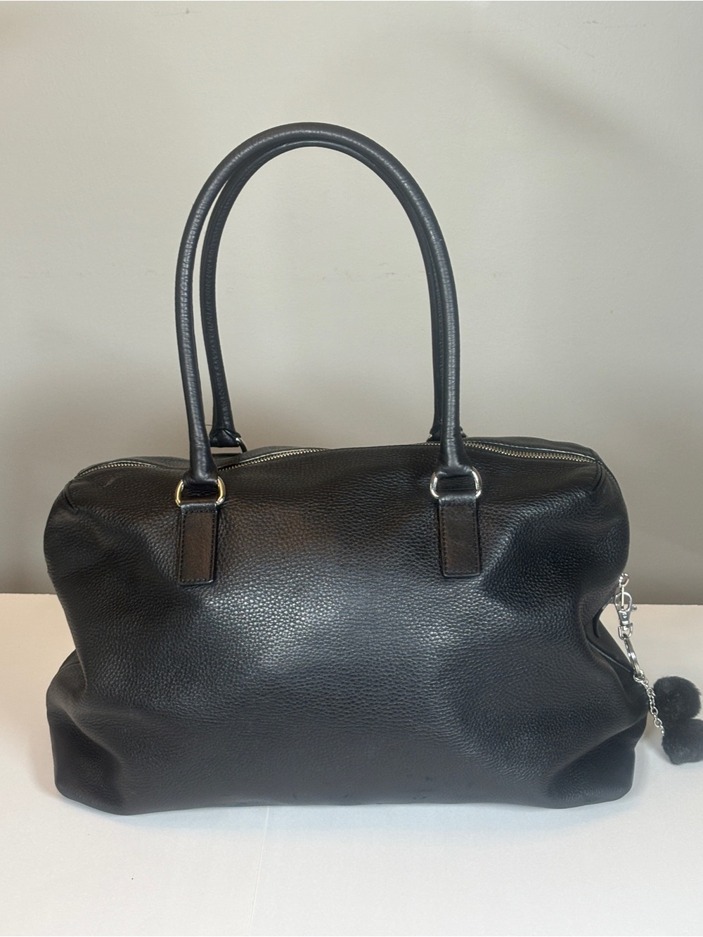 Michael Kors Black Hamiliton Weekender Leather Tote Satchel with Silver Hardware - Picture 3 of 15
